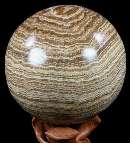 Polished, Banded Aragonite Sphere - Morocco #57002